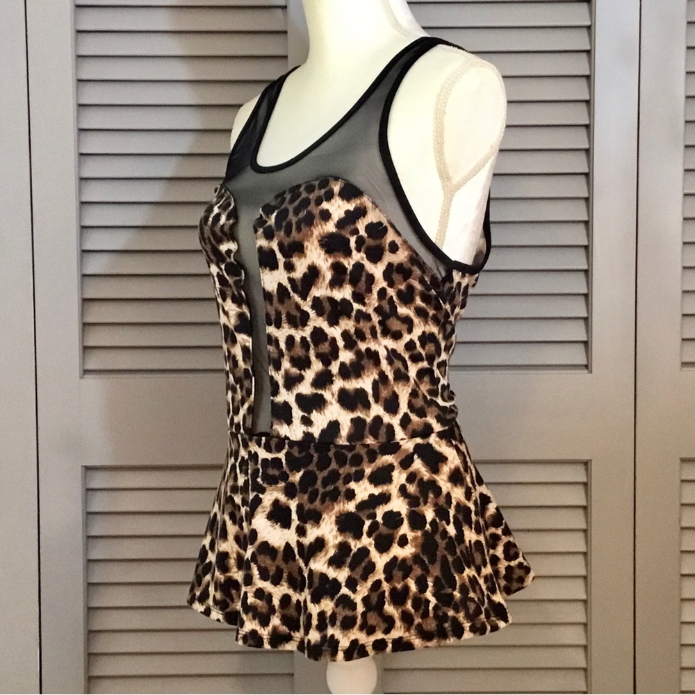 Love J Vintage Leopard Print Peplum Top - Picture 3 of 6